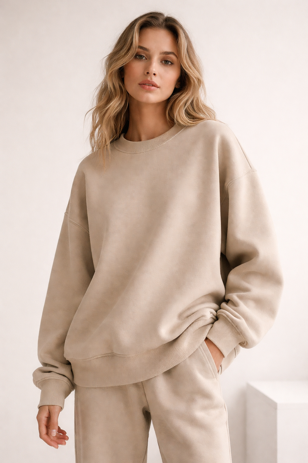 Кофта женская oversize бежевая